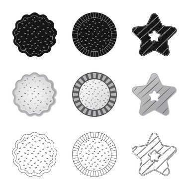 Bisküvi ve kek işareti yalıtılmış nesne. Bisküvi ve çikolata stok vektör çizim topluluğu.