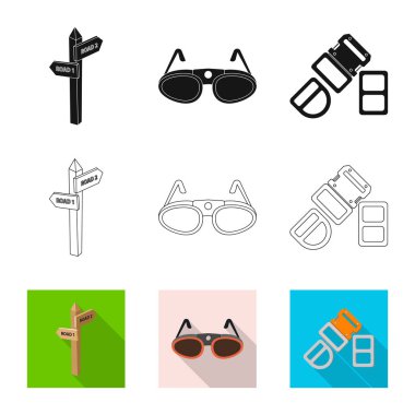 Dağcılık ve en yüksek işareti yalıtılmış nesne. Kamp ve dağcılık topluluğu stok vektör çizim.