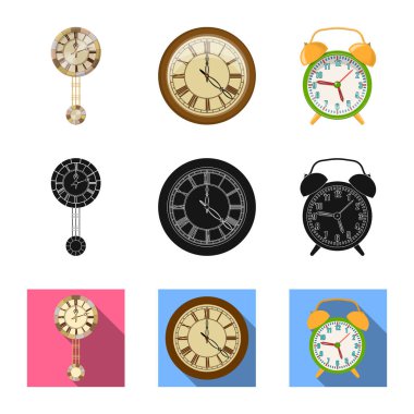 Saat ve saat işareti illüstrasyon vektör. Hisse senedi için saat ve daire vektör simge topluluğu.