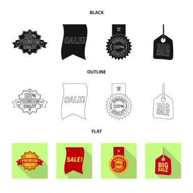 Amblem ve rozet logo vektör Illustration. Web için amblem ve etiket hisse senedi simgesi kümesi.