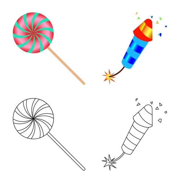 Ilustración vectorial del icono de fiesta y cumpleaños. Colección de fiesta y celebración icono de vector para la acción . — Archivo Imágenes Vectoriales