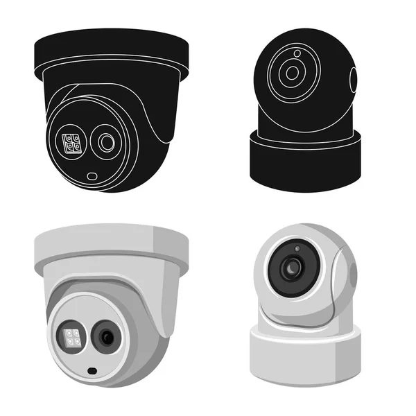 Векторная иллюстрация видеонаблюдения и символ камеры. Коллекция значков видеонаблюдения и вектора системы на складе . — стоковый вектор