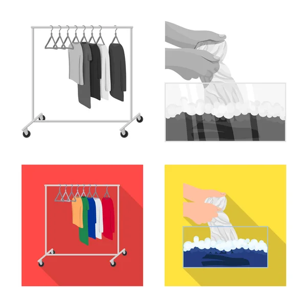 Vector design of laundry and clean icon. Set of laundry and clothes stock vector illustration. — Stock Vector