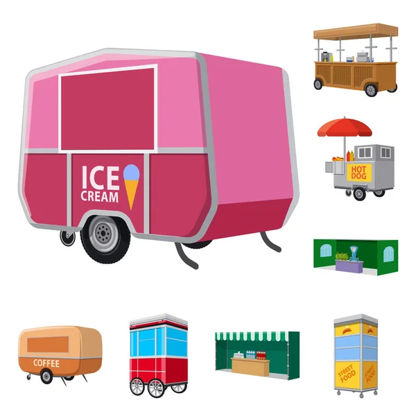 Ilustración vectorial de stand y kiosco icono. Colección de cabina y pequeño vector de stock ilustración . — Vector de stock