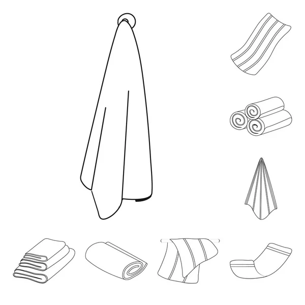 Isoliertes Objekt aus Stoff und Hygiene-Ikone. Set von Stoff- und Badezimmervektor-Illustration. — Stockvektor