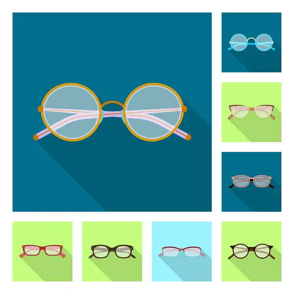 Vektorová design brýlí a rám loga. Sada brýle a příslušenství burzovní symbol pro web. — Stockový vektor