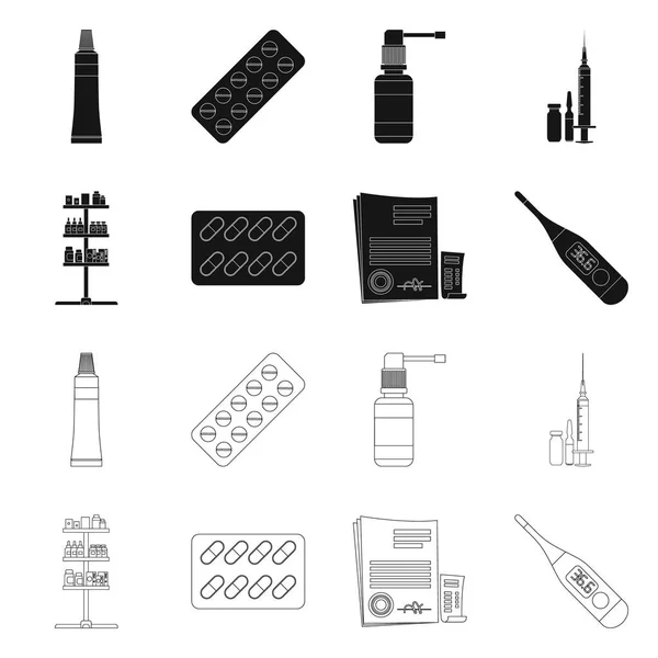 약국 및 병원 상징의 벡터 디자인입니다. 웹에 대 한 약 학 및 비즈니스 주식 기호 모음. — 스톡 벡터