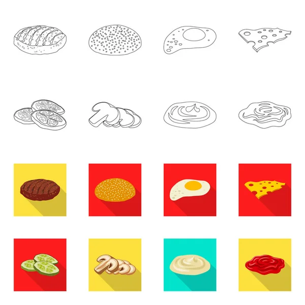 Burger tasarım vektör ve işareti sandviç. Burger ve dilim hisse senedi vektör çizim topluluğu. — Stok Vektör