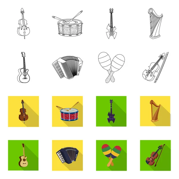 Objeto aislado de música y logotipo de melodía. Colección de música y vector de herramientas icono para stock . — Vector de stock