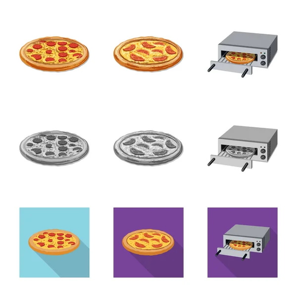 Diseño vectorial de pizza y logotipo de alimentos. Conjunto de pizza y italia símbolo de stock para web . — Vector de stock