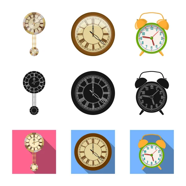 Saat ve saat işareti illüstrasyon vektör. Hisse senedi için saat ve daire vektör simge topluluğu.
