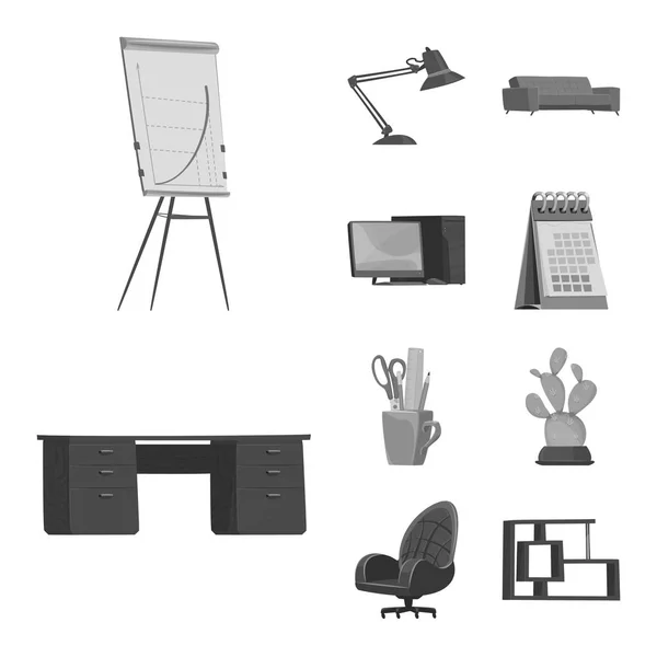 Vector ontwerpen van meubels en werk symbool. Collectie van meubels en home vector pictogram voor voorraad. — Stockvector