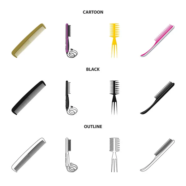 Vectorillustratie van de penseel en haar teken. Collectie van borstel en haarborstel aandelensymbool voor web. — Stockvector