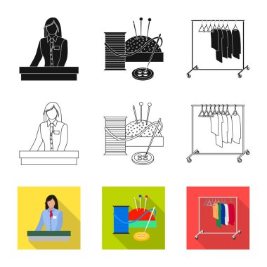 Çamaşırhane ve temiz simge vektör Illustration. Hisse senedi için çamaşır ve giysi vektör simge kümesi.