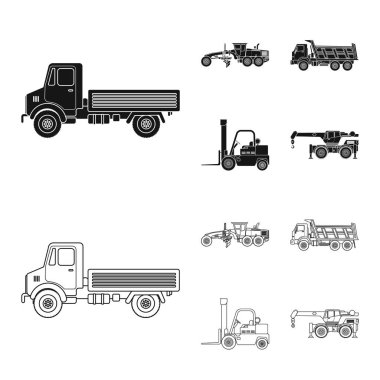 Yapı ve inşaat sembolü yalıtılmış nesne. Yapı ve makine hisse senedi vektör çizim topluluğu.