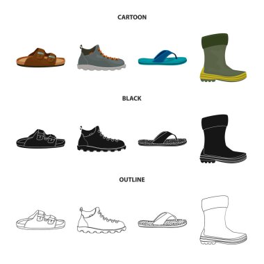 Ayakkabı ve ayakkabı simgesi yalıtılmış nesne. Ayakkabı ayarla ve vektör simge stok ayak.