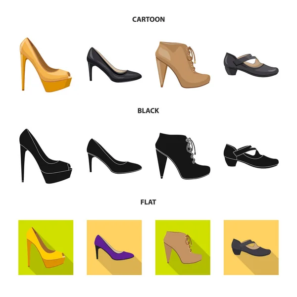 Ilustración vectorial del logotipo del calzado y la mujer. Conjunto de calzado y pie símbolo de stock para web . — Vector de stock