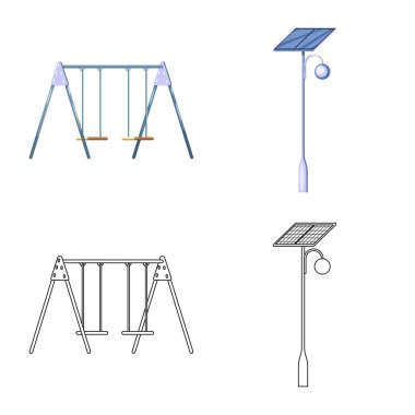 Kentsel ve sokak işareti vektör tasarımı. Gevşeme hisse senedi vektör çizim ve kentsel kümesi.