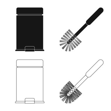 Temizlik ve servis sembolü yalıtılmış nesne. Temizlik ve ev hisse senedi vektör çizim seti.
