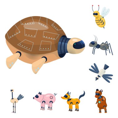 Robot ve sibernetik işareti izole nesne. Stok lar için robot ve otomasyon vektör simgesi seti.
