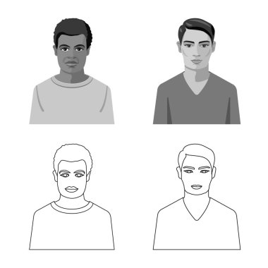 Saç modeli ve meslek logo vektör tasarımı. Hisse senedi simgesi web için saç modeli ve karakter kümesi.