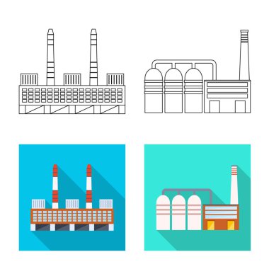 Üretim ve yapısı logosu yalıtılmış nesne. Üretim ve stok için teknoloji vektör simge kümesi.