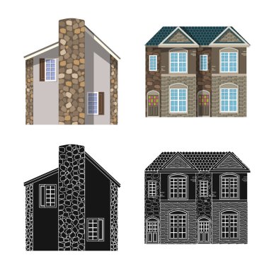 Vektör bina ve açık örnek logo. Bina ve hisse senedi için çatı vektör simge kümesi.