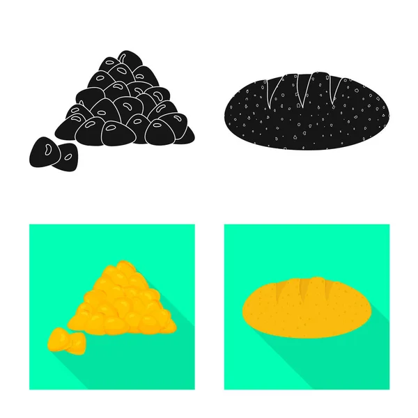 Isoliertes Objekt aus Maisfeld und Gemüselogo. Sammlung von Maisfeldern und vegetarischen Vektorsymbolen für Aktien. — Stockvektor