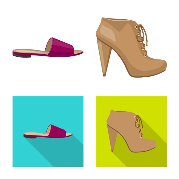 Oggetto isolato di calzature e segno donna. Serie di calzature e piedi stock illustrazione vettoriale . — Vettoriale Stock