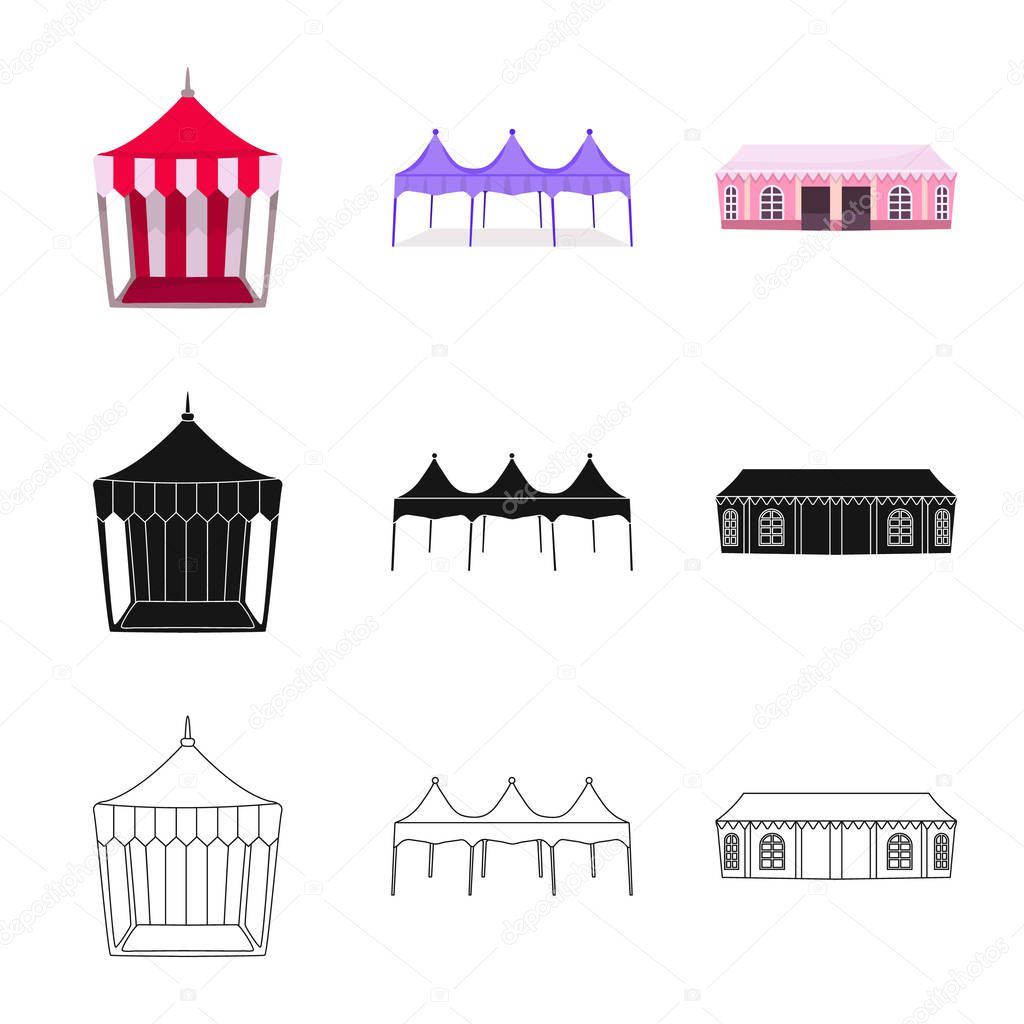 Isolated object of roof and folding sign. Collection of roof and architecture stock symbol for web.