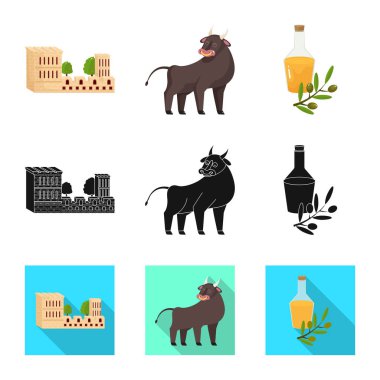 Vektör illüstrasyon ve tarihi logo. Web için toplama ve ülke stok sembolü.