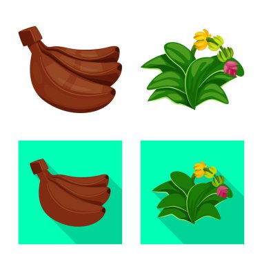 Doğal ve vejetaryen işareti vektör tasarımı. Hisse senedi için doğal ve yeme vektör simge kümesi.