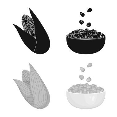 Mısır tarlası ve sebze simge vektör Illustration. Mısır tarlası ve hisse senedi için vejetaryen vektör ikon koleksiyonu.