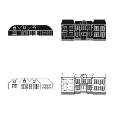 Vektör tasarım bina ve açık simgesi. Bina ve çatı hisse senedi vektör çizim.