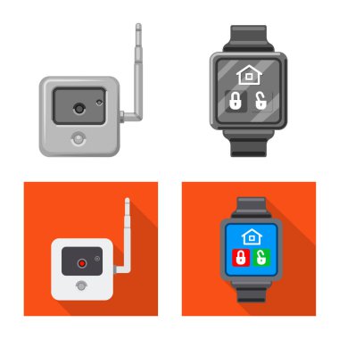 Ofis ve ev simge vektör Illustration. Hisse senedi için ofis ve sistem vektör simge kümesi.