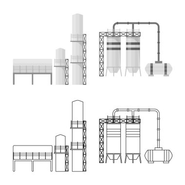 Üretim ve yapısı simge vektör Illustration. Üretim ve teknoloji hisse senedi simgesi web için set.