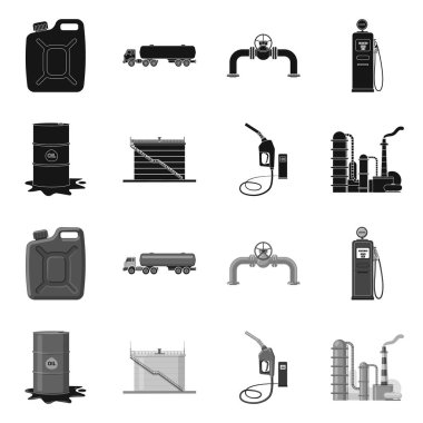 Petrol ve gaz simge vektör Illustration. Web için petrol ve benzin hisse senedi simgesi kümesi.