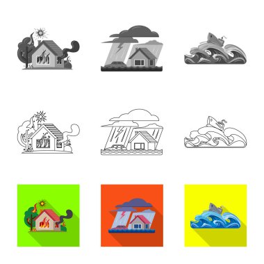 Doğal izole nesne ve felaket oturum açın. Doğal topluluğu ve hisse senedi için risk vektör simgesi.