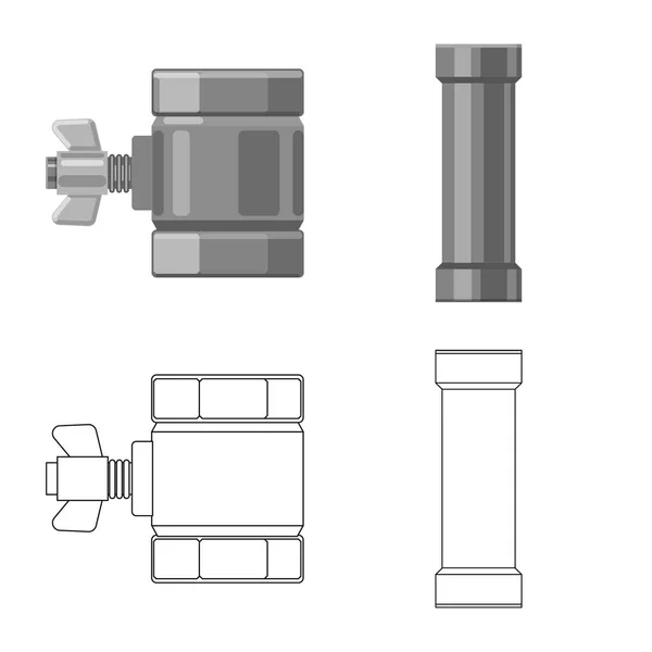 Geïsoleerde object van pijp en buis teken. Set van pijp en pijpleiding vector pictogram voor voorraad. — Stockvector