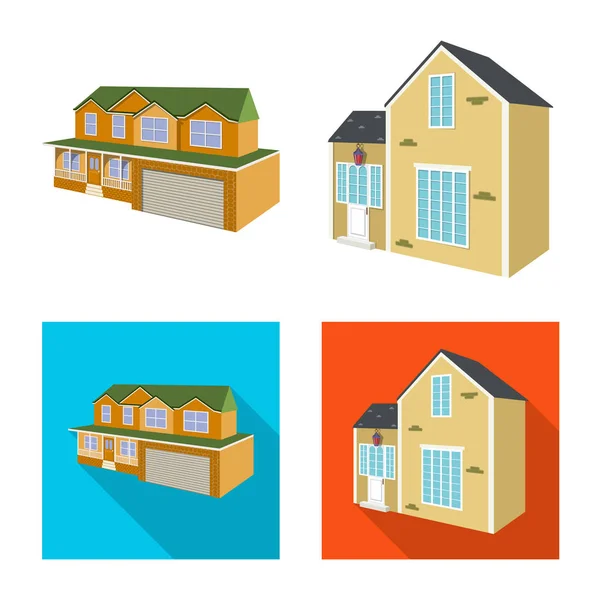 Objet isolé de façade et logo du logement. Ensemble d'icône vectorielle de façade et d'infrastructure pour le stock . — Image vectorielle