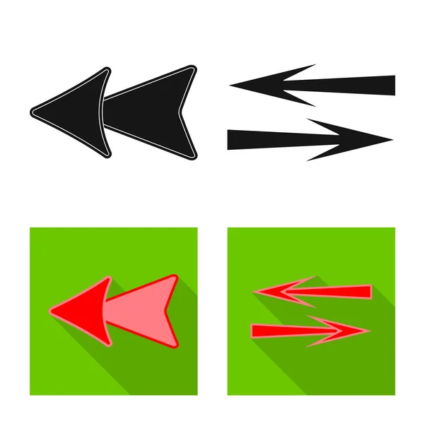 Vector illustration of element and arrow icon. Set of element and direction stock symbol for web. — Stock Vector