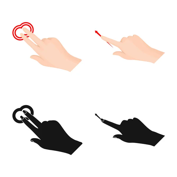 Objeto isolado de tela sensível ao toque e sinal de mão. Coleção de tela sensível ao toque e ilustração vetorial de estoque de toque . —  Vetores de Stock