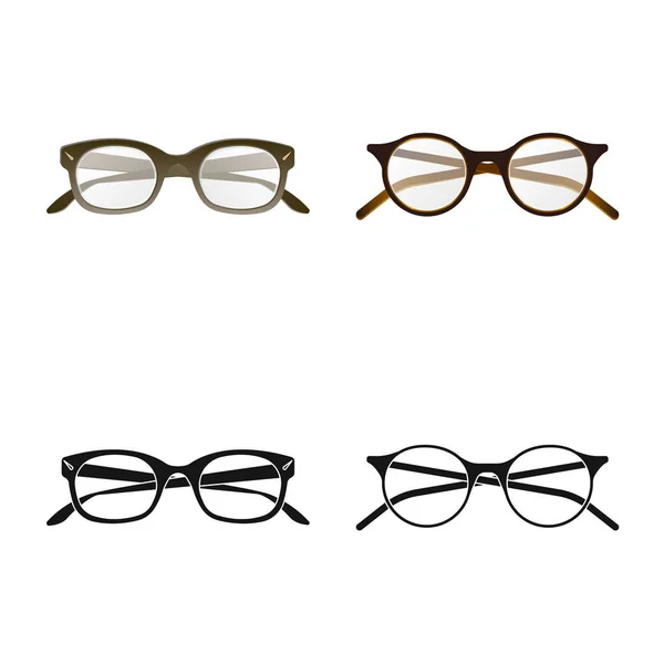 Ilustração vetorial de óculos e símbolo de armação. Conjunto de óculos e ícone de vetor acessório para estoque . — Vetor de Stock