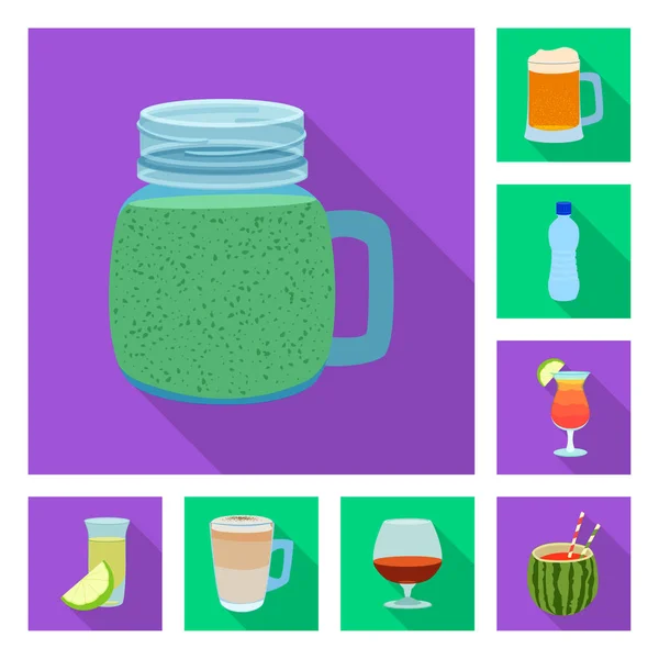 Illustration vectorielle du logo boisson et bar. Collection de boissons et icône de vecteur de fête pour le stock . — Image vectorielle