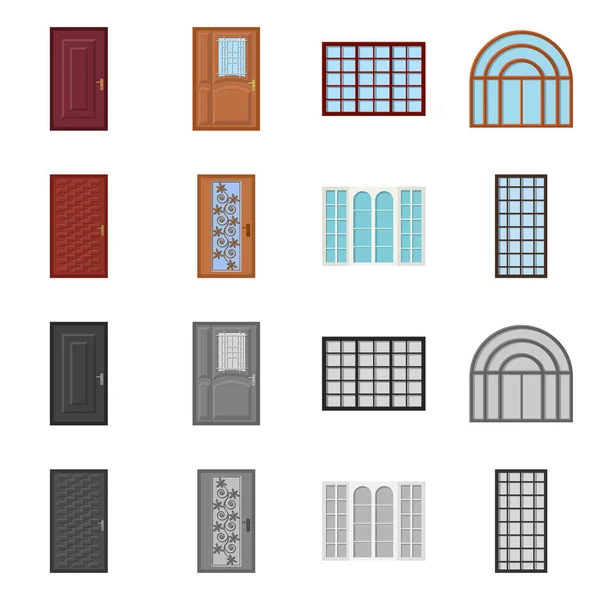 Conception vectorielle de la porte et de l'icône avant. Collection de porte et icône vectorielle en bois pour stock . — Image vectorielle