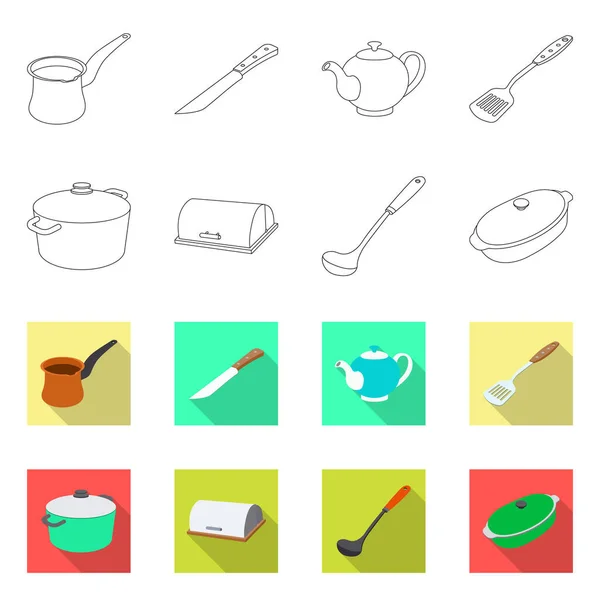 Vector ontwerp van de keuken en cook teken. Set van keuken- en apparatenbouw voorraad vectorillustratie. — Stockvector