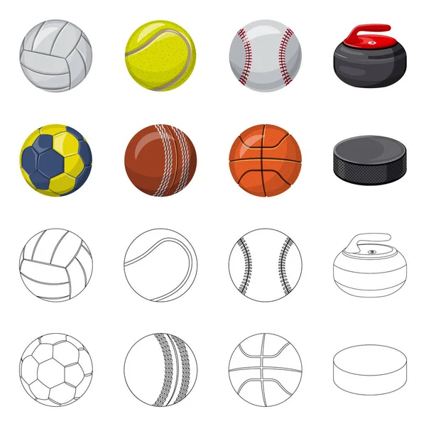 Vektor-Design von Sport und Ball-Logo. Sammlung sportlicher und athletischer Aktiensymbole für das Web. — Stockvektor