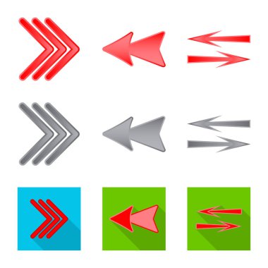 Öğe ve ok simge vektör Illustration. Web için öğe ve yön hisse senedi simgesi kümesi.