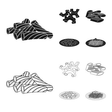 Makarna ve karbonhidrat simge vektör tasarımı. Makarna ve makarna koleksiyonu stok web simgesi.