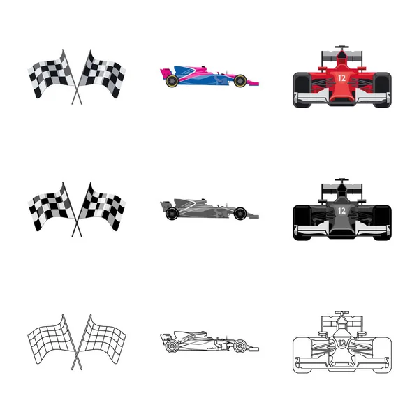 Векторная иллюстрация автомобиля и иконы ралли. Коллекция автомобильных и гоночных векторных иллюстраций . — стоковый вектор